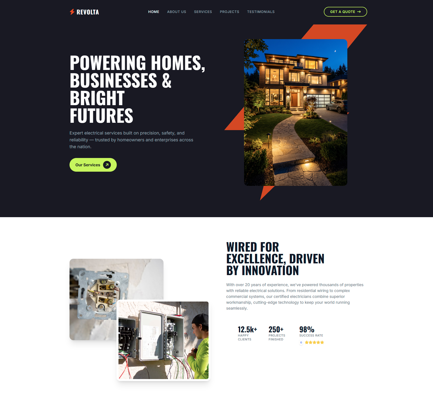 Revolta Electrical website design